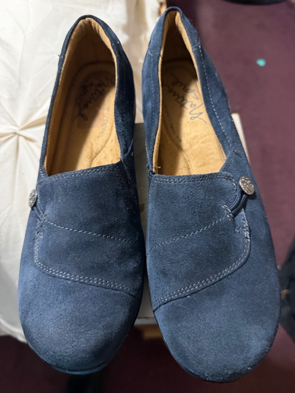 Navy Suede Slip-On Loafers - Unbranded